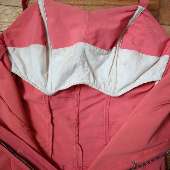 Vintage 1950s Size XS Sweetheart Draped Sheath One Piece Bathing Suit Coral Pink - Picture 10 of 10